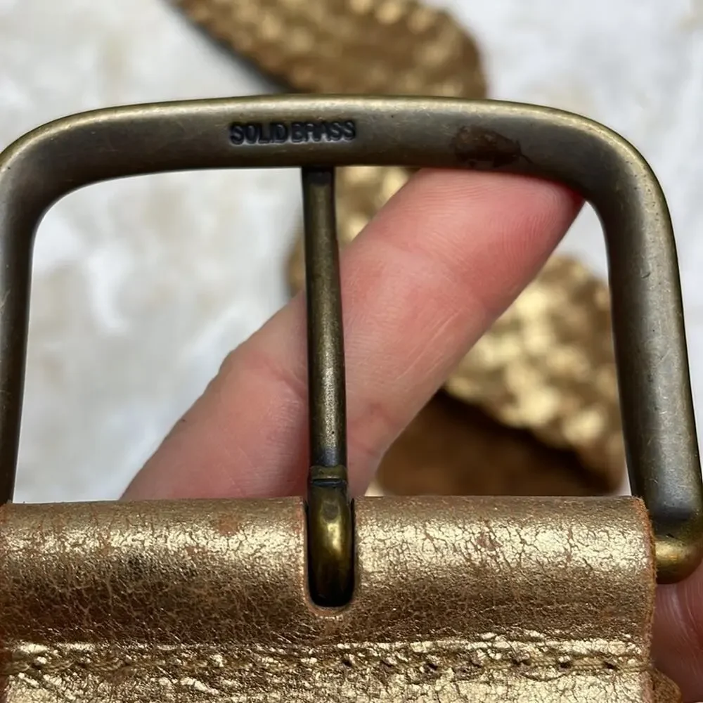 Vintage Y2K Fossil gold woven leather belt